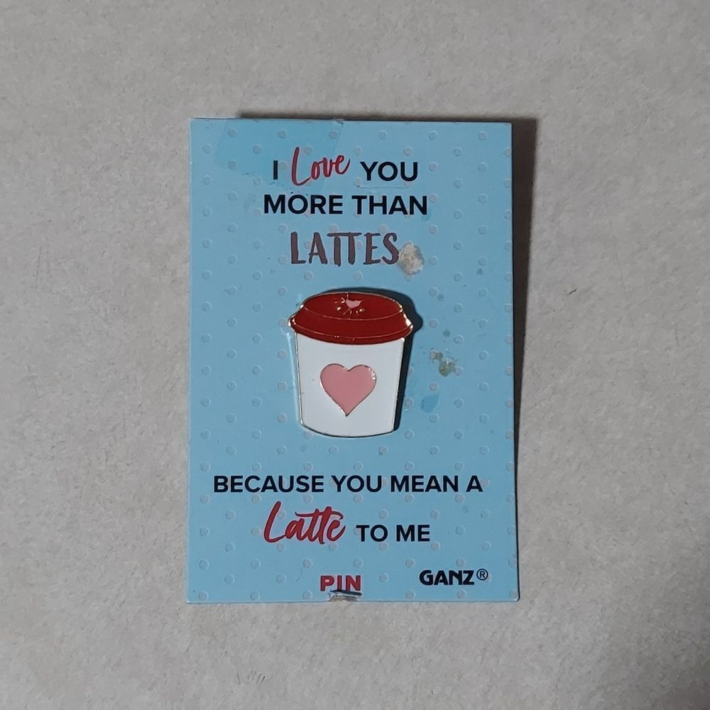 Ganz I Love You more than Lattes Pin on Backer